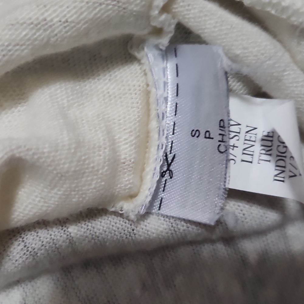 Women's Gap linen jersey t-shirt size small white and dark blue - Picture 3 of 6
